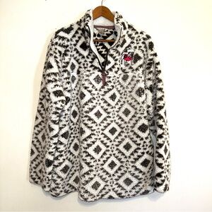 Georgia Bulldogs Women's Large Tribal 1/4 Zip Faux Fur Fleece Pullover